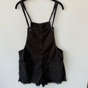 NWT Aerie Women's Washed Black Shortall Romper in black size large
